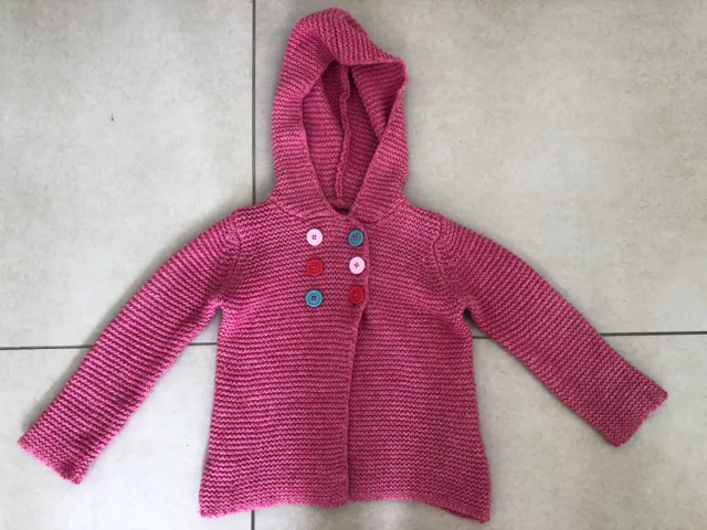 Girl Baby Boden Cashmere & Wool CHUNKY KNIT Pink hooded jacket, Coat 18-24 month