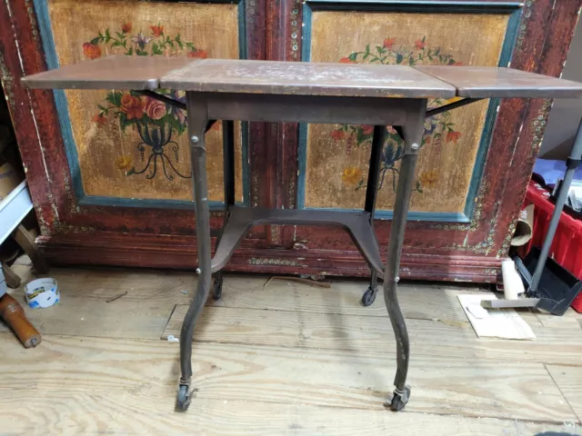 Vintage Metal Typewriter Table Steel Industry Drop Leaf W/ Drawer Brown Vintage Metal Typewriter Table Steel Industry Drop Leaf W/ Drawer Brown