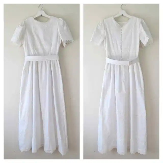 Lanz Originals Women's Size 10 Vintage White Lace Embroidered Maxi Dress Prairie