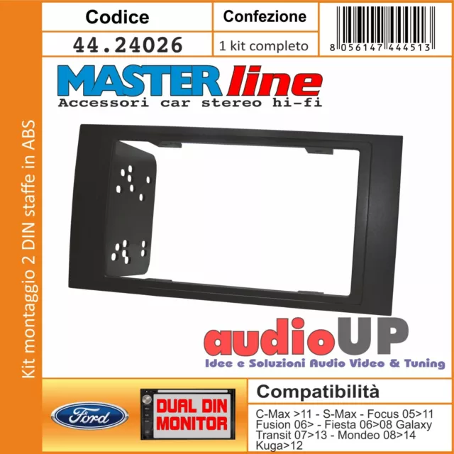 Mascherina Radio 2 Din Kit Con Staffe Abs Ford Focus Dal 2005 Al 2011. Antracite