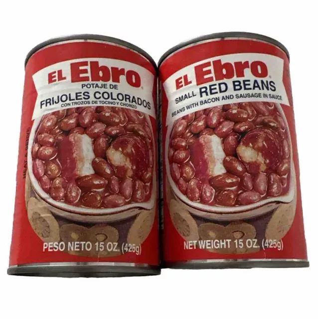 Frijoles Colorados, Red Beans with Bacon & Chorizo by El Ebro 15 oz (Pack of 2)