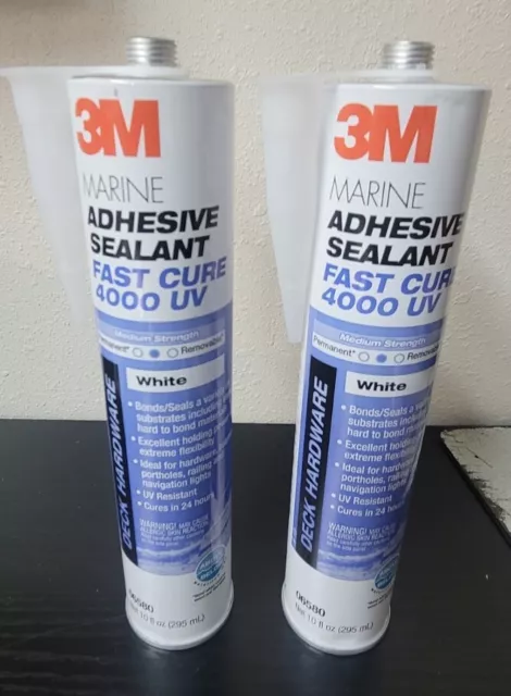 ( Lot Of 2 )  3M  Marine Adhesive Sealant 4000 UV  WHITE 10 Oz Deck & Hardware