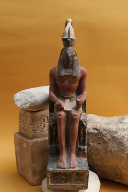 Excellent seated statue of Horus-god Protection-peace-ancient Egyptian ststue.