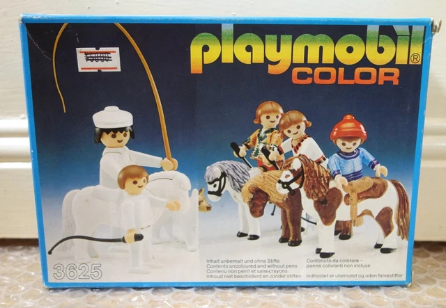 Playmobil Color 3625 – Enfants Et Poneys, 1983, Vintage, Neuf Sous Sachet Scellé