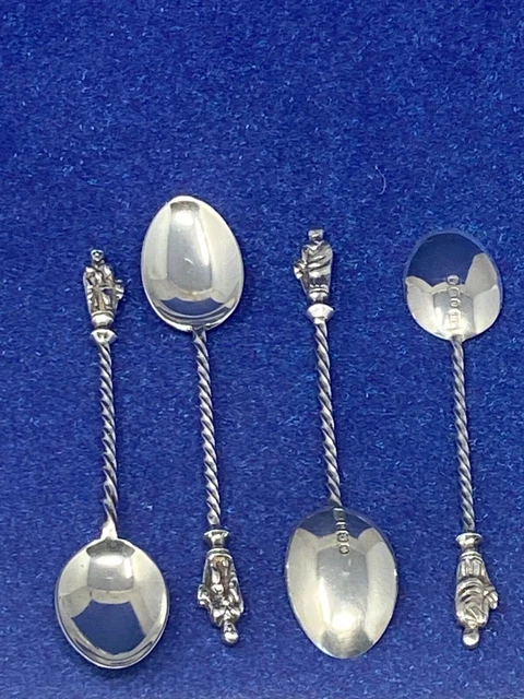 Antique Victorian Solid Silver 4 Apostle Spoons
