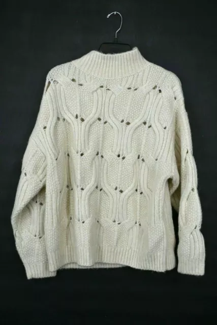 Reiss Womens Eta Cable Mock Neck Sweater Long Sleeves Chunky Wool Knit $275