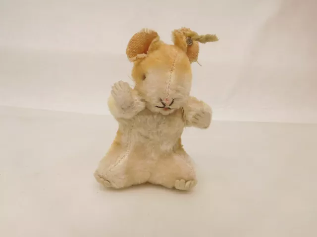 MES-63795	Älterer Steiff Hamster Mohair mit Holzwollstopfung,mit Knopf H:ca.10cm