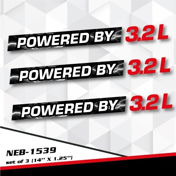 POWERED BY 3.2L Decal Sticker for BOXTER GOLF R32 M3 Z4 CROSSFIRE CLK NEB-1539