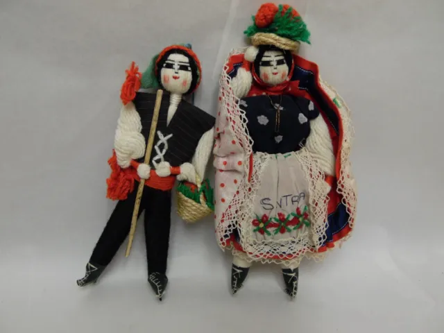 2 Vintage Ethnic Dolls Couple Sintra Portugal 8 Inch