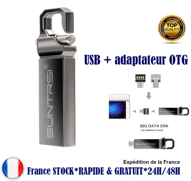 Clé usb flash drive + adaptateur OTG micro USB 8 G 16 G 32 G metal haute vitesse