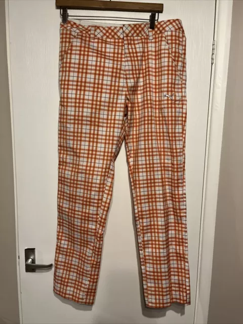 Puma Golf Plaid Tech Pantaloni da golf arancione vibrante - 32 vita 32 gambe - prezzo di ricambio £70