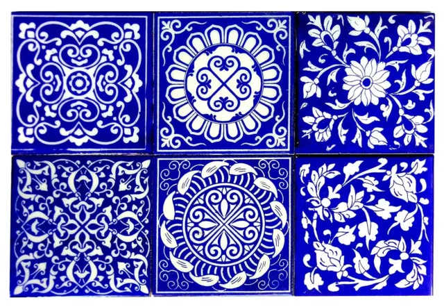Azul Cerámica Decoración Hogar Alto Encendedor Pared Azulejos 10.2X10.2cm - De 6