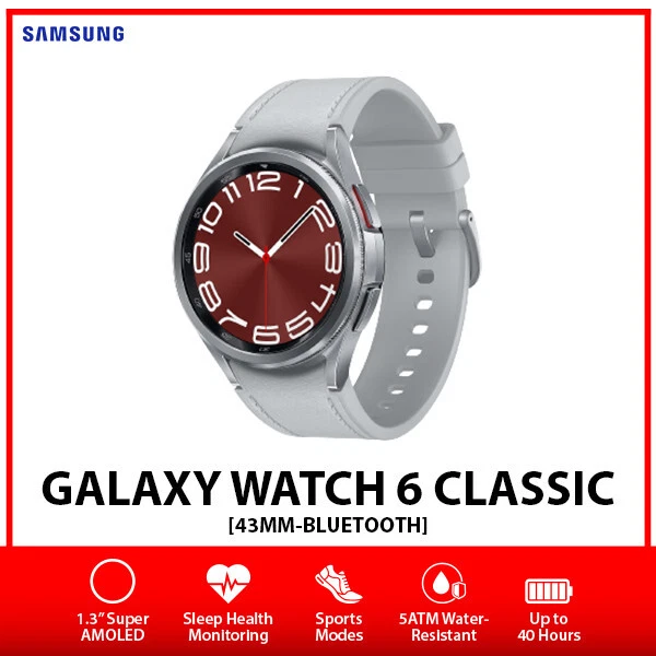 Samsung Galaxy Watch6 Classic Bluetooth Android Smartwatch (R950) – Silver/43mm
