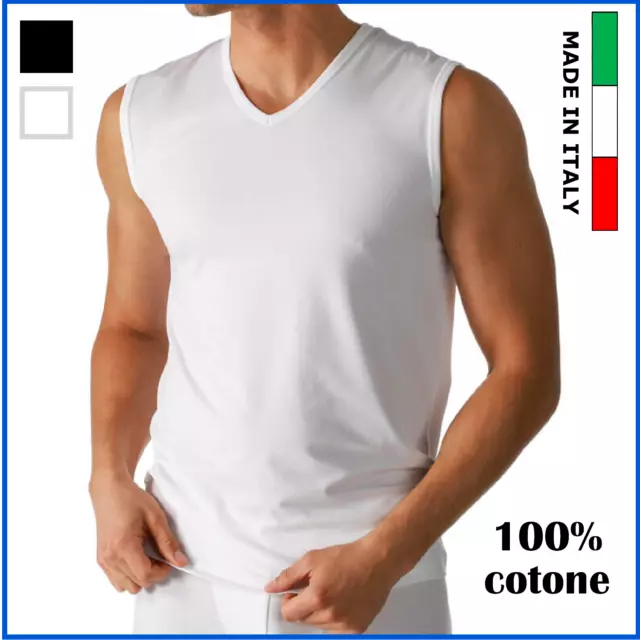 Maglia smanicata uomo intima Canotta maglietta smanicato cotone puro scollo a v