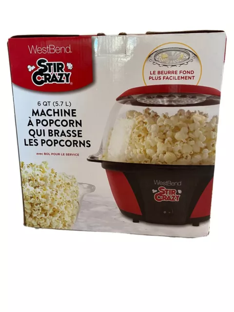 West Bend 82310 Stir Crazy 2, 6 Qt Electric Popcorn Maker Corn Popper