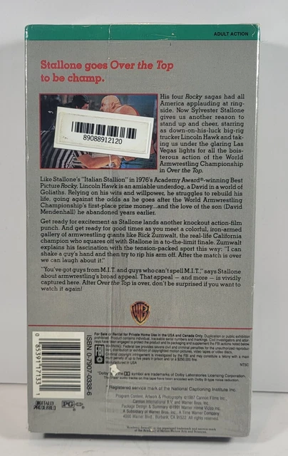 OVER THE TOP VHS 1987 Warner Bros. W/Watermarks Sylvester Stallone NEW ...
