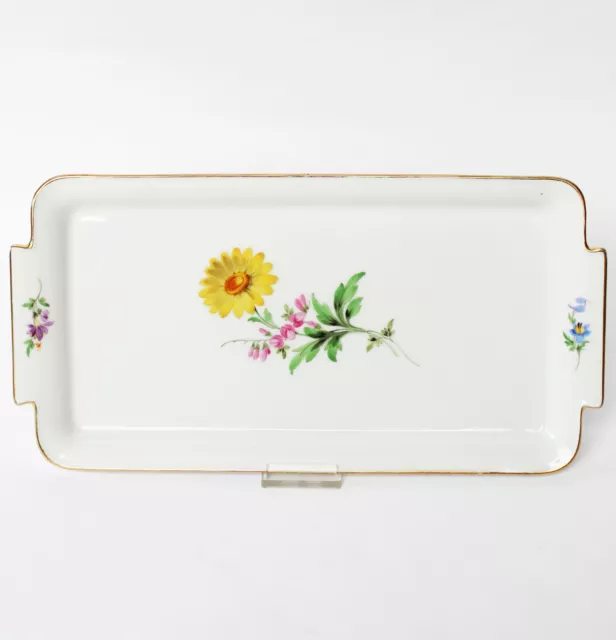 Meissen Servierplatte Platte Tablett Bunte Blume 2. Wahl 29 x 14,5 cm