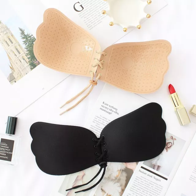 SILICONE STRAPLESS BRA Backless Push Up Adhesive With Drawstrings Invisible UK 3