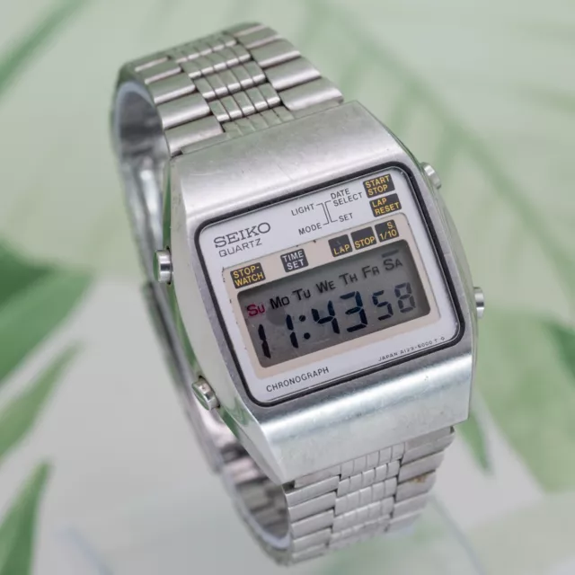 1977 SEIKO A129-5000 Quartz Chronograph Watch Vintage Digital Japan $62 ...