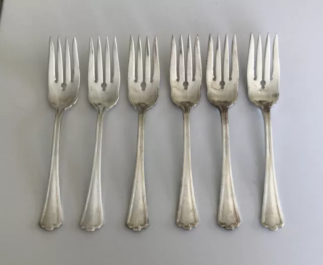 Set of 6 R.C. Co Rogers Cutlery Silverplate Flatware Salad Dessert Forks 6 3/8”