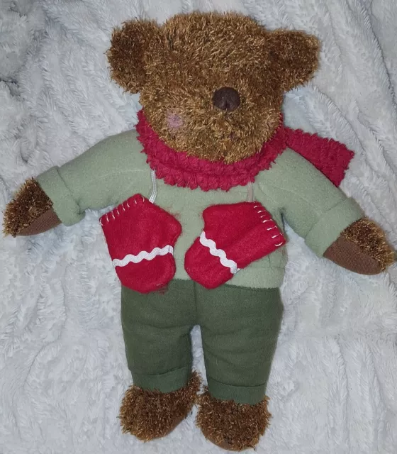 Adorable 13" Stuffed Bean Plush Teddy Bear Fleece Mittens & Scarf by Hallmark