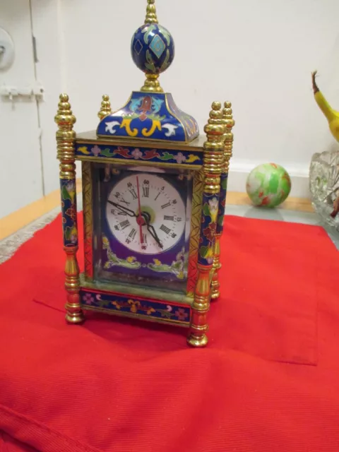 Vintage--- Chinese-- Cloisonne-- Enamel-- Carriage/Mantle Clock