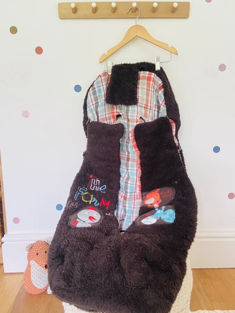 Gorgeous, Warm And Cozy, designer Baby Make Tuc Tuc footmuff. Brown Fluffy. Farm
