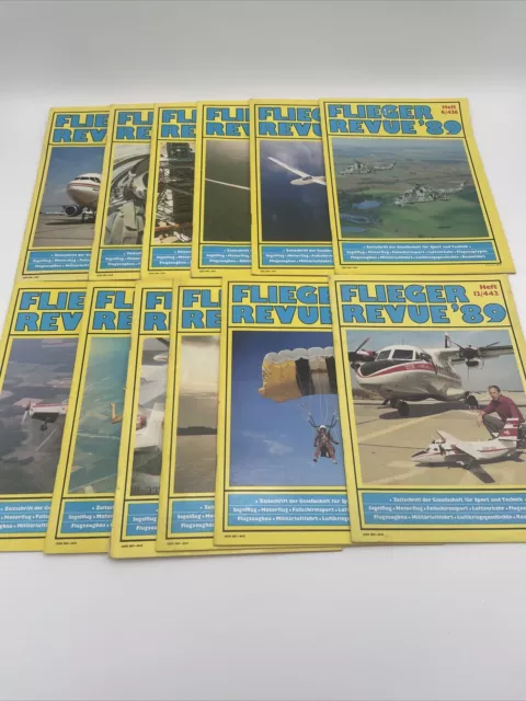 12x Flieger Revue Heft 1 bis 12 aus 1989 mit Flugzeug Abbildung in der Mitte