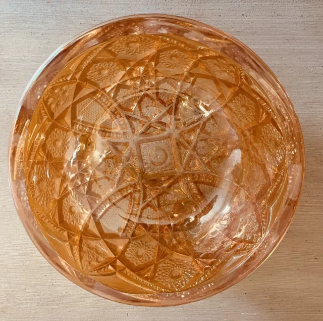 Vintage Imperial Luster Marigold Carnival Glass Hobstar and Arches 8" Bowl