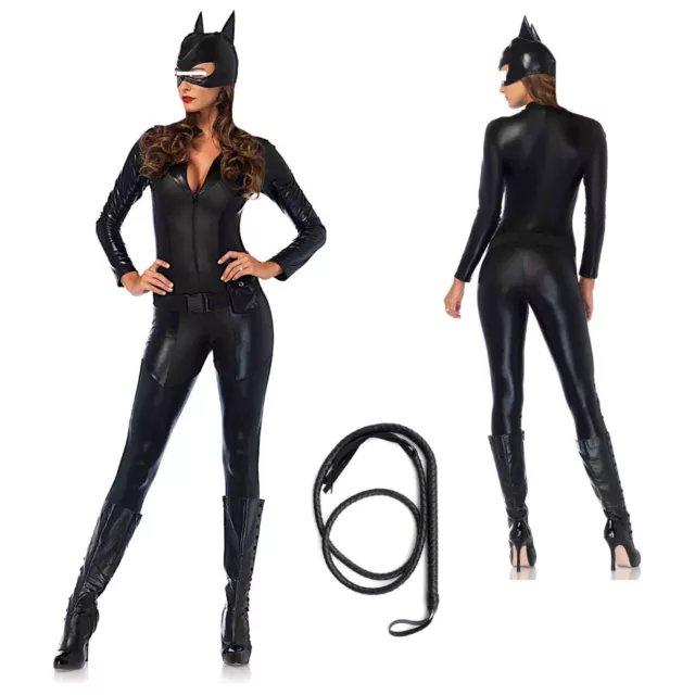 CAT WOMAN DONNA Vestito Carnevale Maschera Cosplay Costume CATWOM2