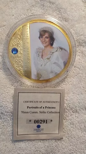 American Mint "Portraits of a Princess" Diana Medallion Layered in 24K Gold