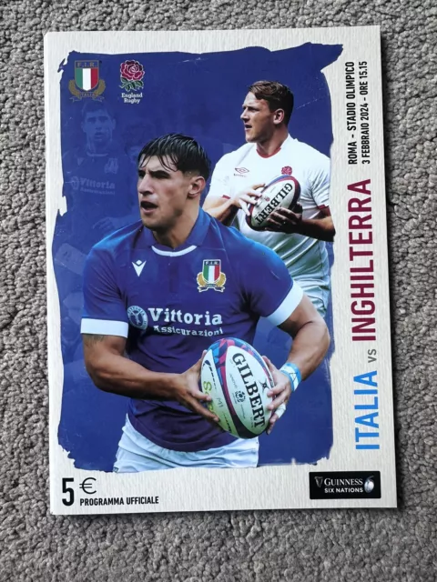 2024 - Italy v England Guinness Six Nations 3/2/24 Official Stadium Programme