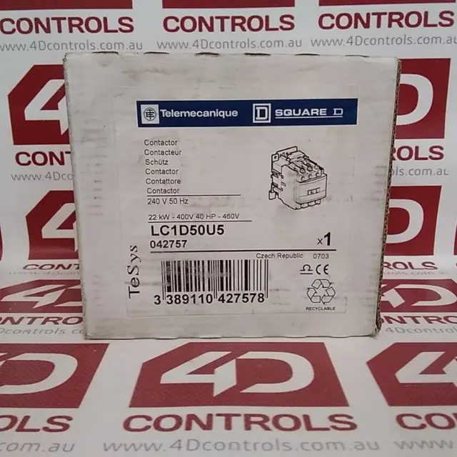 LC1-D50U5 | Telemecanique | Contactor, 3 Pole, For Motor Control, Sealed