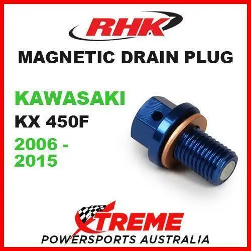 Rhk Mx Magnetic Sump Drain Plug Blue Kawasaki Kxf 450 Kx 450F Kx450F 2006-2015