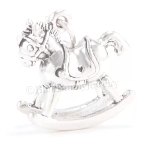 ROCKING HORSE Charm BABY charm Pendant Sterling Silver 3D 925 .925 Movable