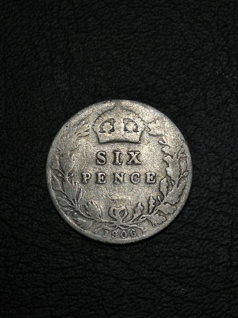 1906 British Silver Sixpence coin - Worn - #P32