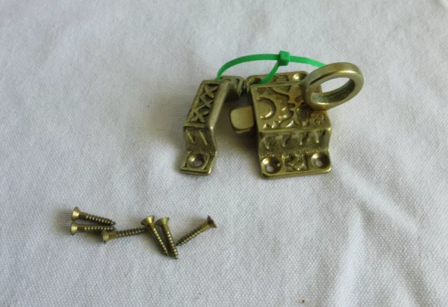 Brass Latch with catch Victorian style Ornate - Cupboard cabinet door