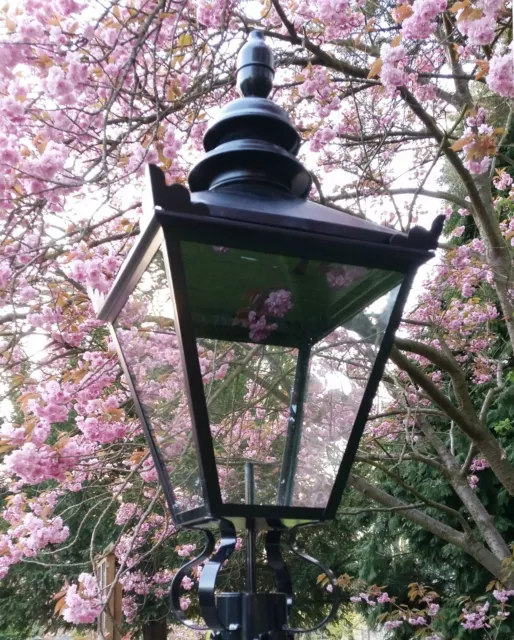 Large Black Traditional Victorian Style Old Lantern Lamp Top Garden Street Light
