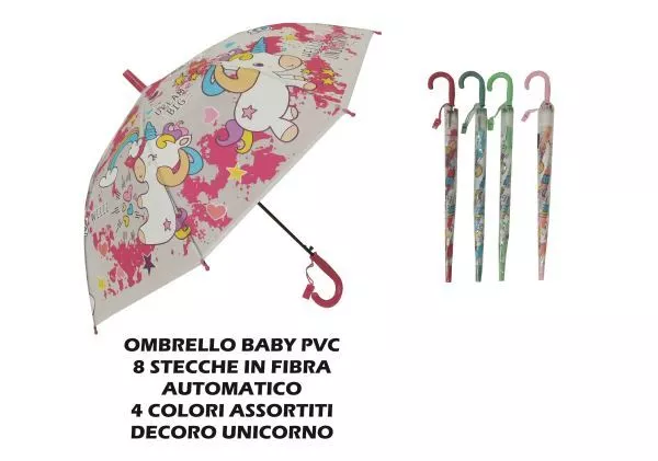 OMBRELLO per bambini BABY in PVC UNICORNO 8 stecche