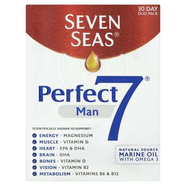 Seven Seas Perfect 7 Man 19 Essential Vitamins & Minerals - 30 Day Duo Pack