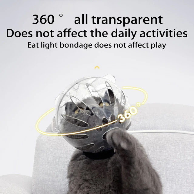 Hocico de aseo de mascotas ajustable antimordeduras capucha transparente para mascotas bozal para gato