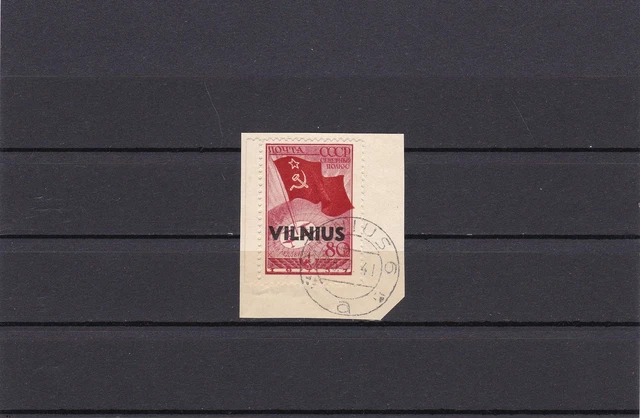 Litauen: MiNr. 17 IV, gestempelt, linker Bogenrand, Briefstück Vilnius