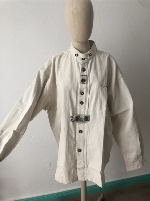 Camicia tradizionale costume tradizionale costume tradizionale costume, taglia 46, beige lino cotone