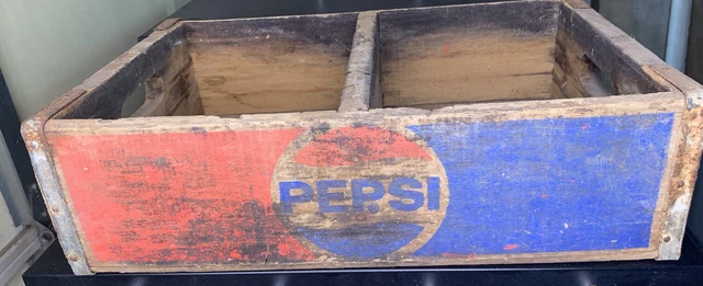 Vintage Wooden Soda Crate Pepsi Cola Wood Box Pop Culture Collectible Home Décor