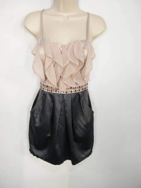 Womens Lipsy London Uk Size 6 Pink Grey Ruffle Strappy Short Mini Party Dress