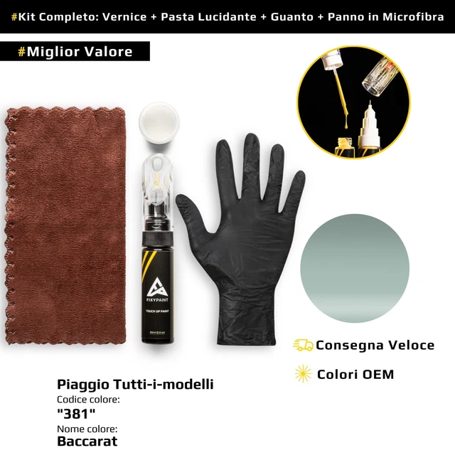 Kit Ritocco Vernice Piaggio Grigio Stardust Metallic 760/A | Base E Trasparente 50ml - Made In Germany - Foto 13
