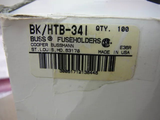 Buss Fuse Holder 6.3 X 32mm Panel Mount Rt Angle  BK/HTB-34I ***NEW*** Qty.1 3