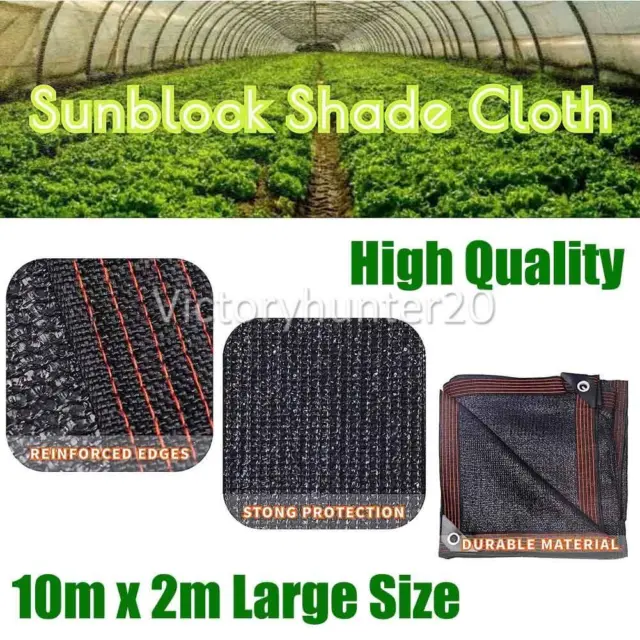 10m X 2m 90% UV Sun Shade Cloth Shadecloth Sail Roll Mesh Outdoor Black AUS 2