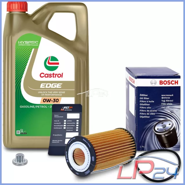 Bosch Filtre À Huile+5 L Castrol Edge Fst 0W-30 Pour Opel Cascada 1.4 Corsa C D