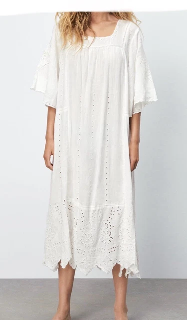 ZARA WHITE TUNIC Dress With Cutwork Embroidery Size XS RRP 49.99 Summer  Dress 37.09 - PicClick UK